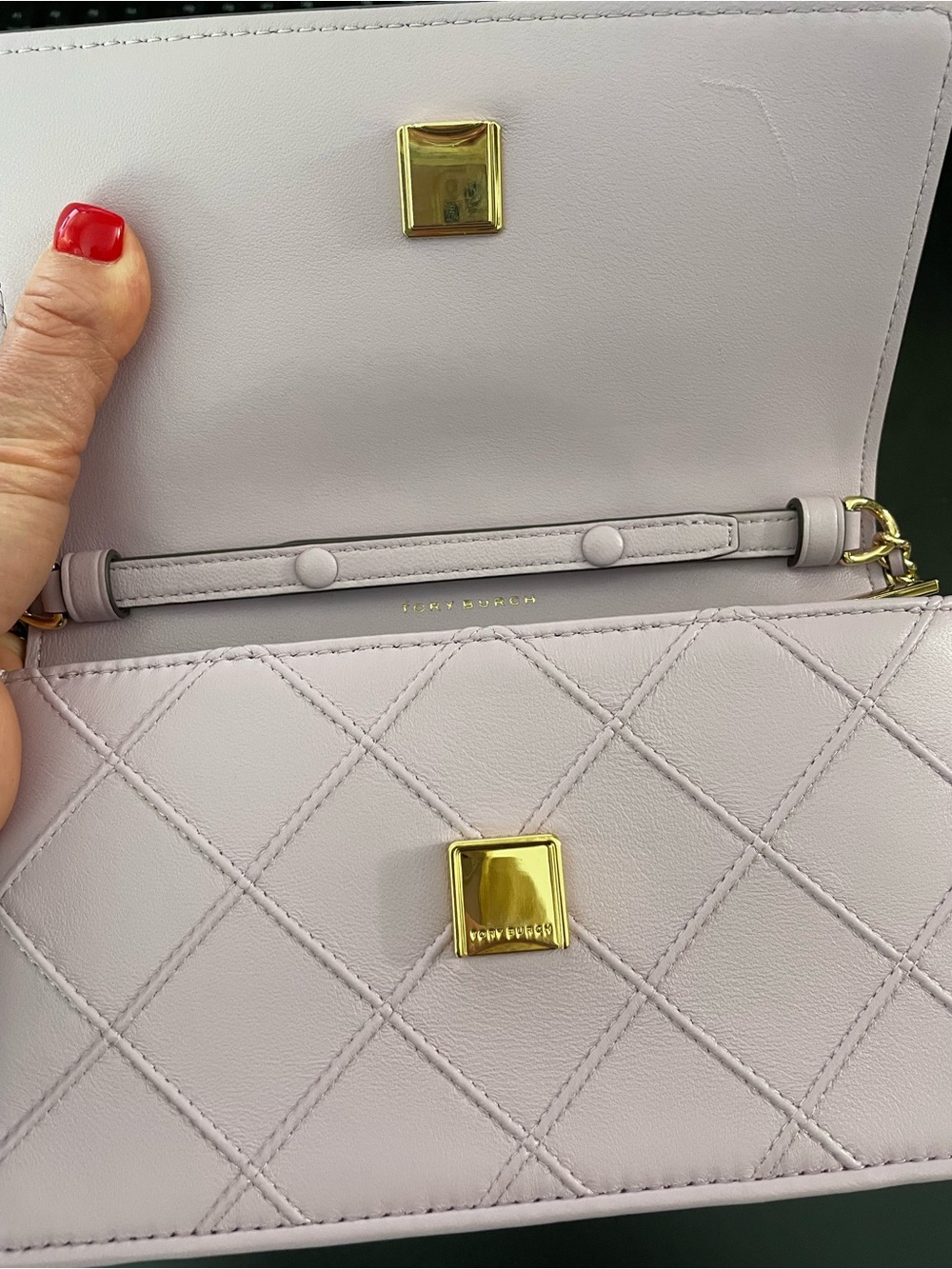 Tory Burch Chain Wallet Handbag in Light Purple Leather - Picture 5 of 6